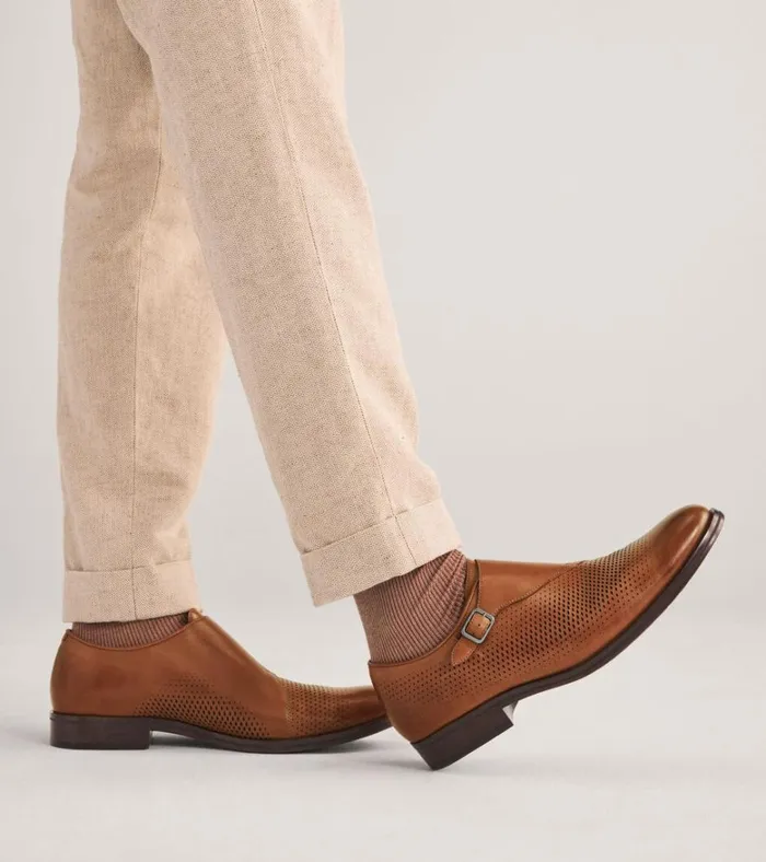 Washington Grand Laser Monk Strap Shoes British Tandark Chocolate Men Cole Haan Oxfords