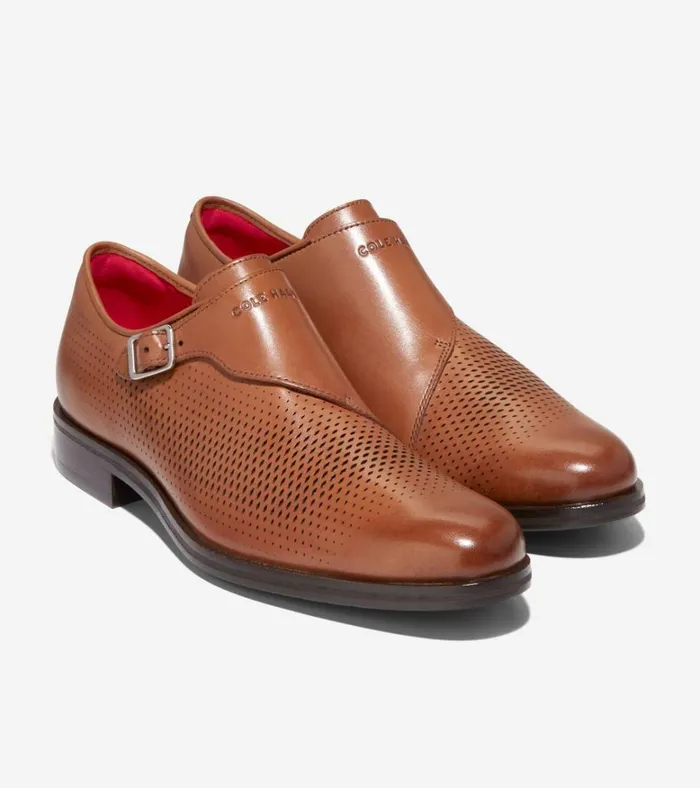 Washington Grand Laser Monk Strap Shoes British Tandark Chocolate Men Cole Haan Oxfords