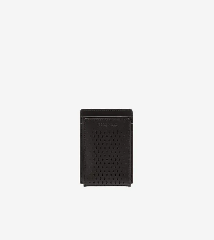 Washington Perforated Card Case Black Men Cole Haan Wallets