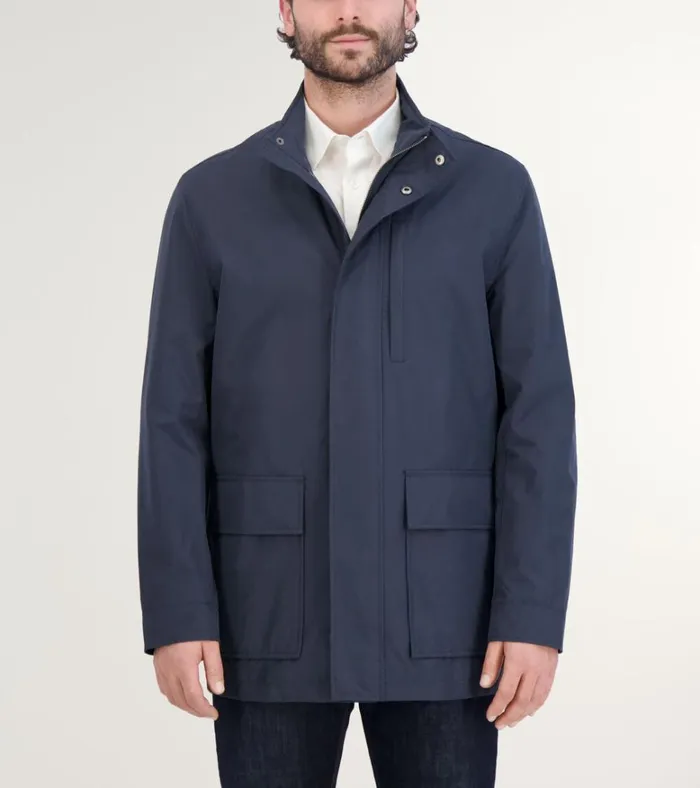 WaterResistant Jacket Navy Blue Men Cole Haan Softshell Jackets