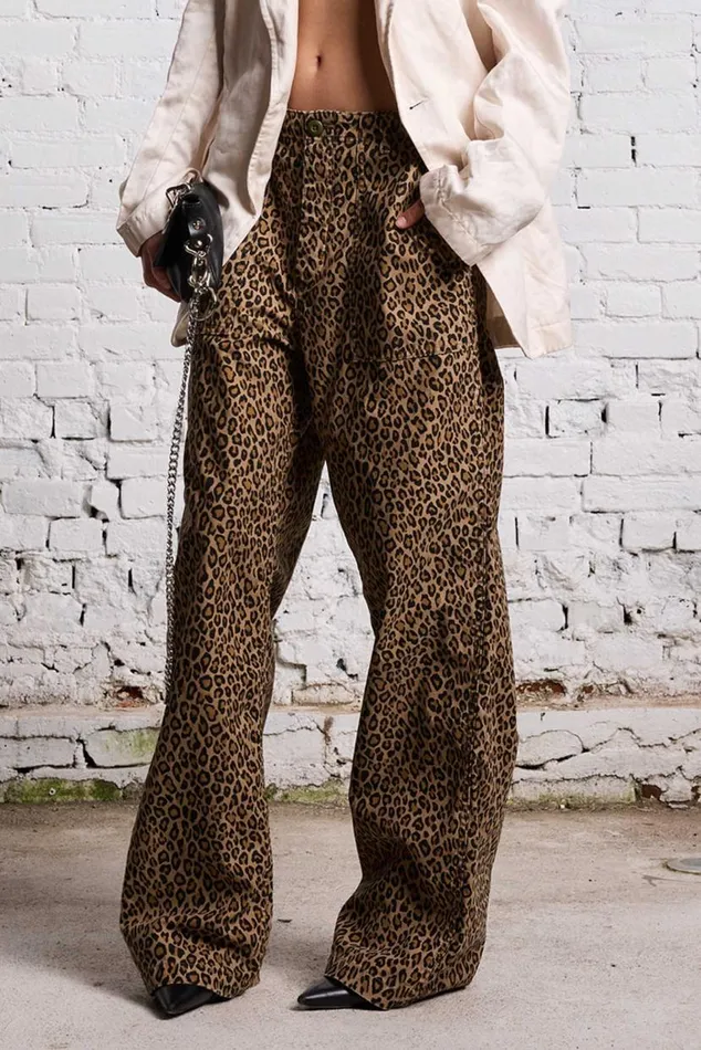 WIDE LEG UTILITY PANT 8211 LEOPARD Women R13 Pants and Shorts