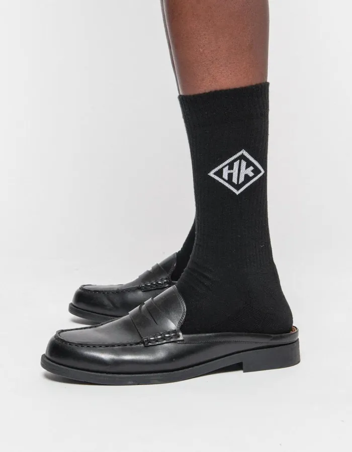 WomenMen Accessories Han Kjbenhavn HK 8211 2 Pack Socks 8211 Black Logo