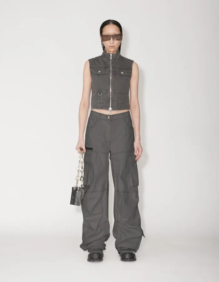 Women Trousers Han Kjbenhavn Cotton Twill Cargo Trousers 8211 Dark Grey