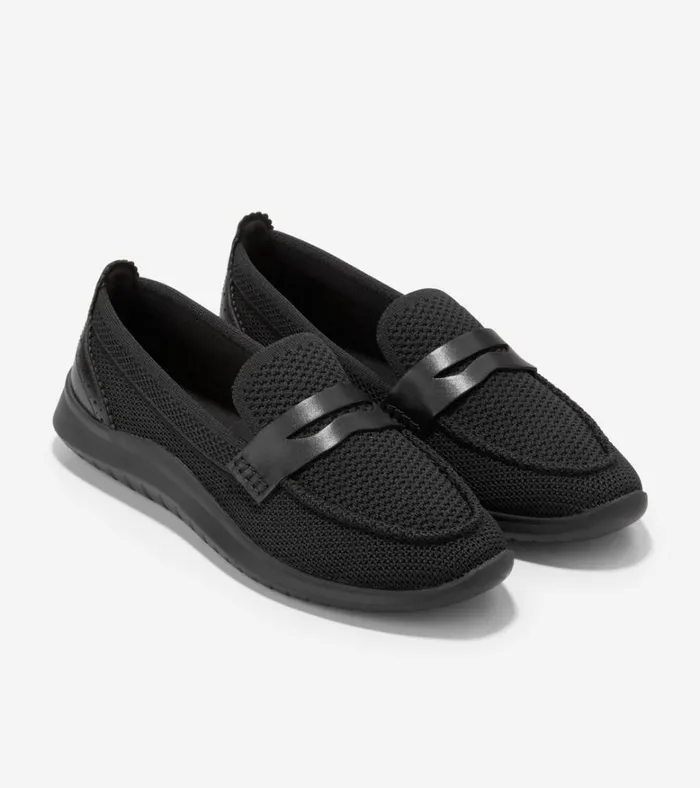 ZERGRAND Meritt Loafers Black Stitchlitetrade Women Cole Haan Loafers and Drivers