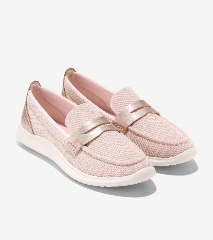 ZERGRAND Meritt Stitchlite Loafers Rose Gold Metallicivory Women Cole Haan Loafers and Drivers