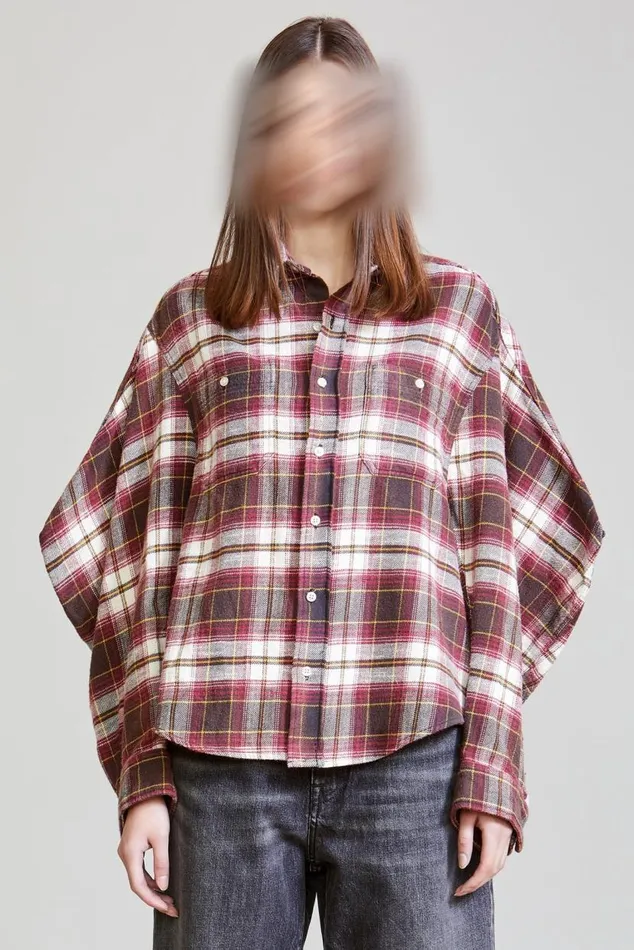 ZIGGY WORKWEAR SHIRT 8211 ECRUMAROON PLAID Women R13 Tops
