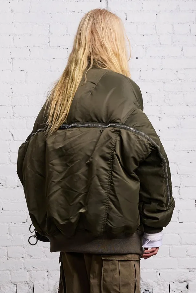 ZIP OUT DOWN BOMBER 8211 OLIVE Women R13 Jackets and Coats