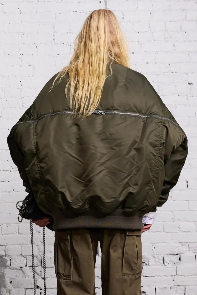 ZIP OUT DOWN BOMBER 8211 OLIVE Women R13 Jackets and Coats