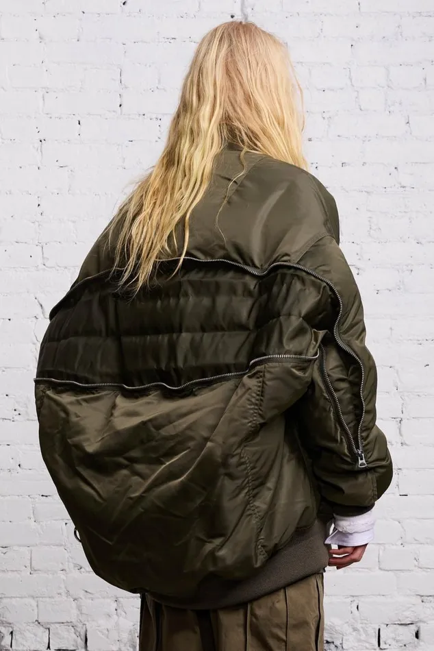 ZIP OUT DOWN BOMBER 8211 OLIVE Women R13 Jackets and Coats