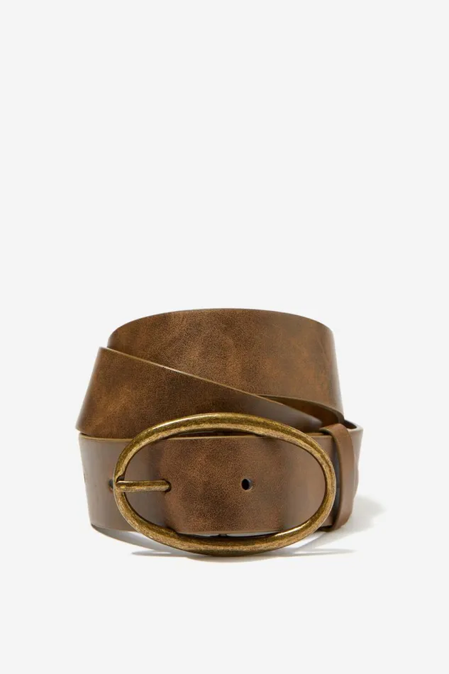 Accessories Supr Accessories Antique Buckle Belt Distressed Brownantique Gold