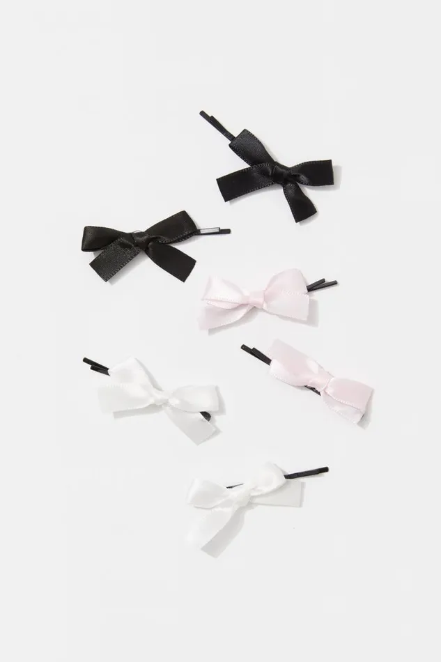 Accessories Supr Accessories Mini Bow Clips 6Pk Blackwhitepink