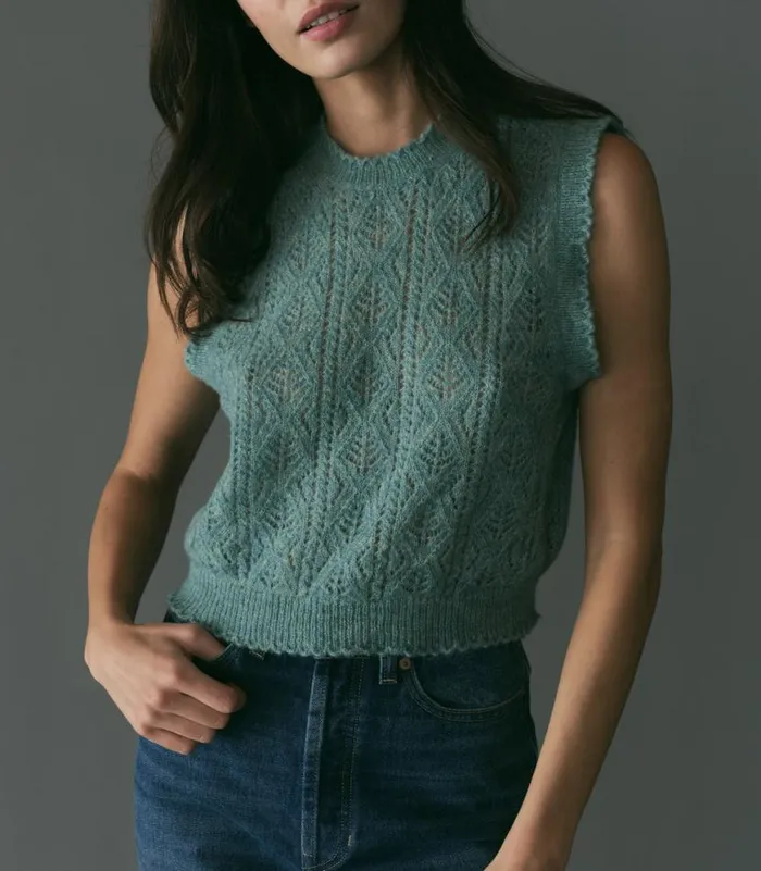 ADRIANA VEST Bleu Menthe Shop DEN Knitwear