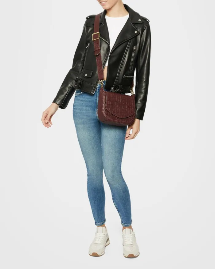 All For Love Saddle Crossbody True Plum Croco Women Aimee Kestenberg Crossbody Bags