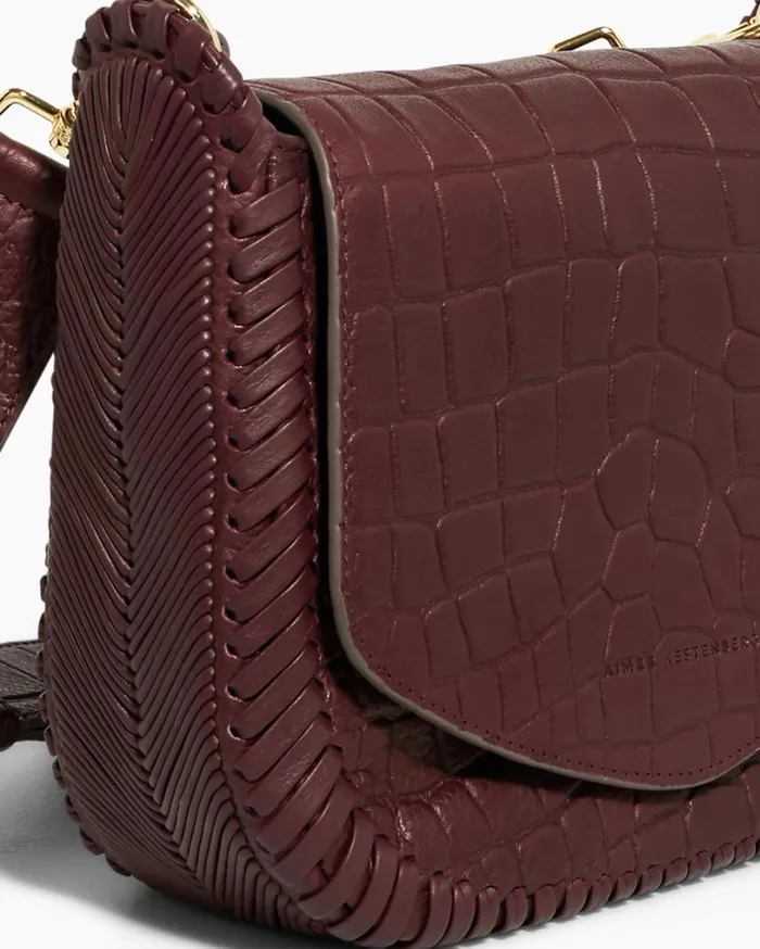 All For Love Saddle Crossbody True Plum Croco Women Aimee Kestenberg Crossbody Bags