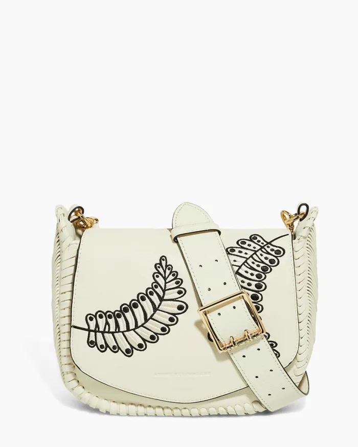 All For Love Saddle Crossbody Vanilla Leaf Embroidery Women Aimee Kestenberg Crossbody Bags All For Love Saddle Crossbody Vanilla Leaf Embroidery Women Aimee Kestenberg Crossbody Bags