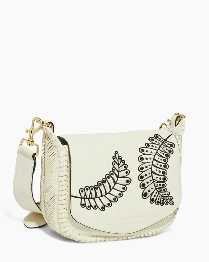 All For Love Saddle Crossbody Vanilla Leaf Embroidery Women Aimee Kestenberg Crossbody Bags