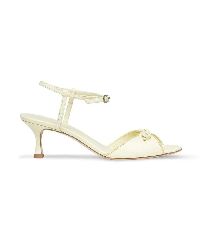 ARIANNA PEEP TOE HEEL Lemon Chiffon Nappa Shop DEN Footwear