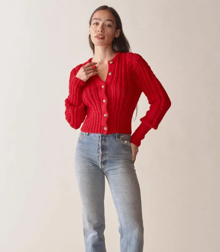AUDREY CARDIGAN Red Sumac Shop DEN Knitwear