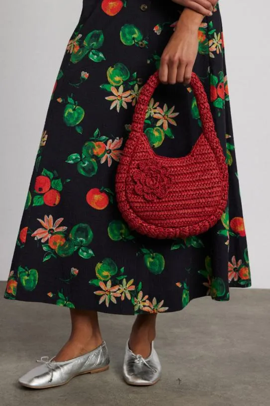 Bags Accessories Damson Madder Straw Rosette Bag