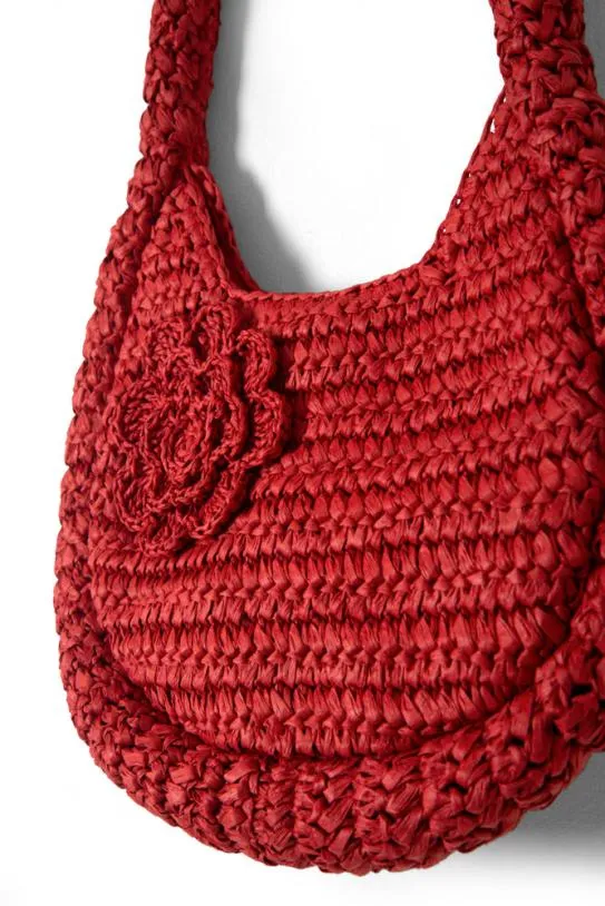 Bags Accessories Damson Madder Straw Rosette Bag