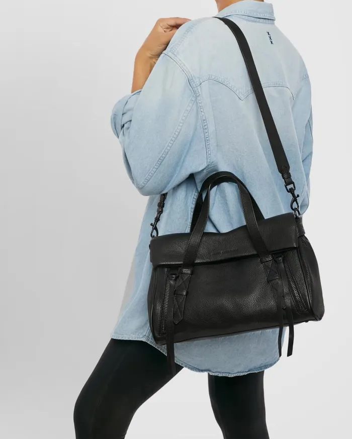 Bali Double Entry Satchel Black With Shiny Black Women Aimee Kestenberg Satchels