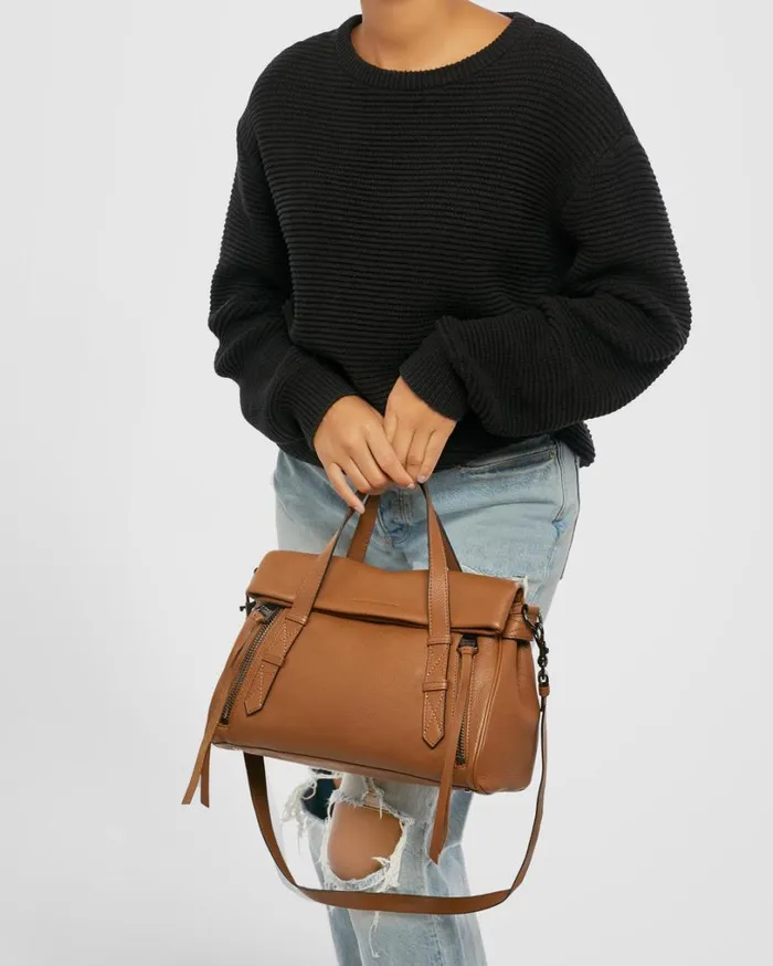 Bali Double Entry Satchel Chestnut Brown With Gunmetal Women Aimee Kestenberg Satchels