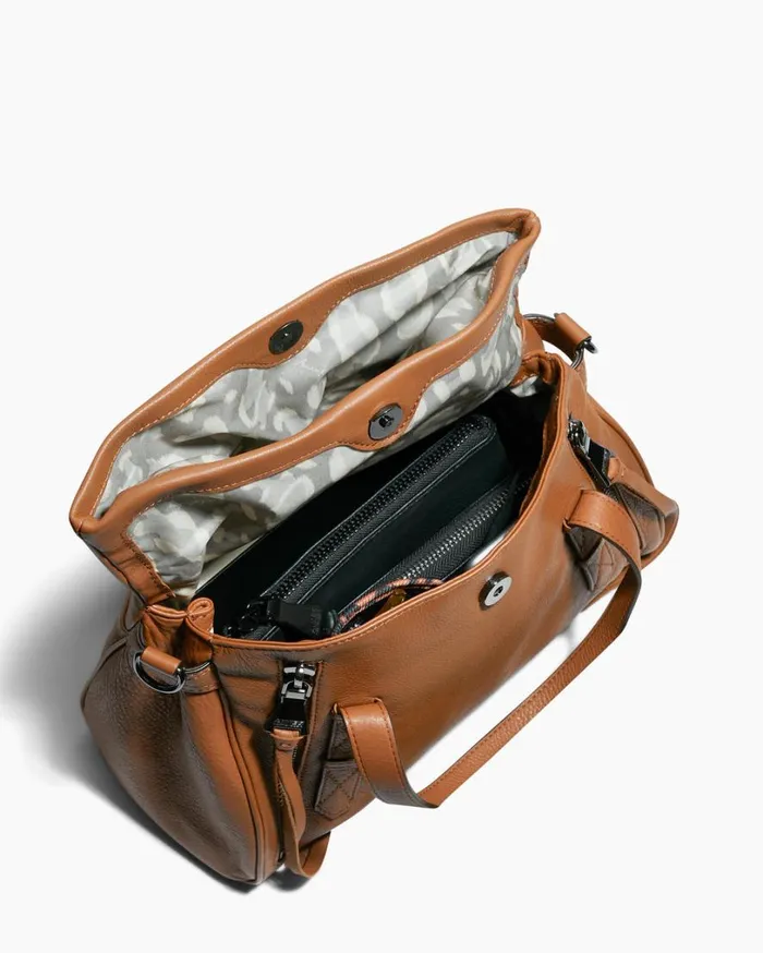 Bali Double Entry Satchel Chestnut Brown With Gunmetal Women Aimee Kestenberg Satchels