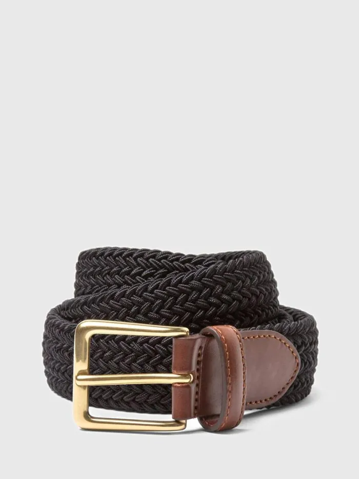 Belts Mens Paul Stuart Braided Stretch Nylon Belt Beige