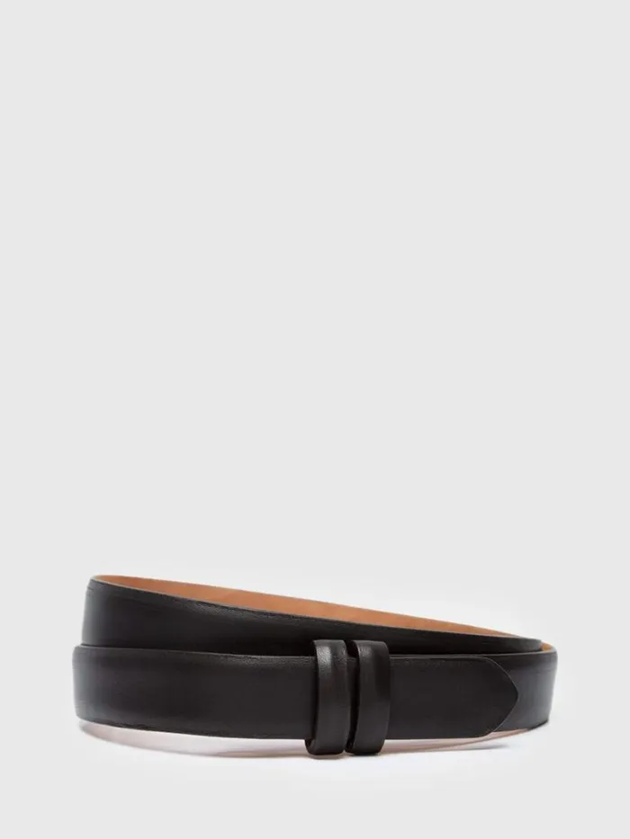 Belts Mens Paul Stuart Glove Leather Slide Strap Belt Black