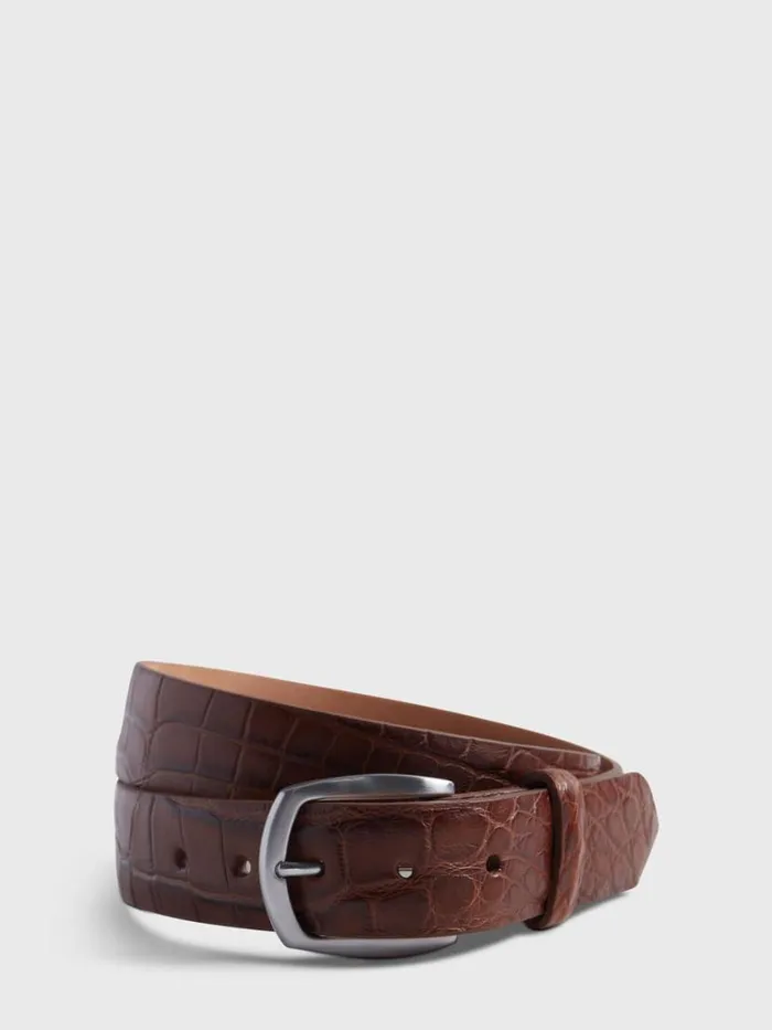 Belts Mens Paul Stuart Matte Alligator Belt Black