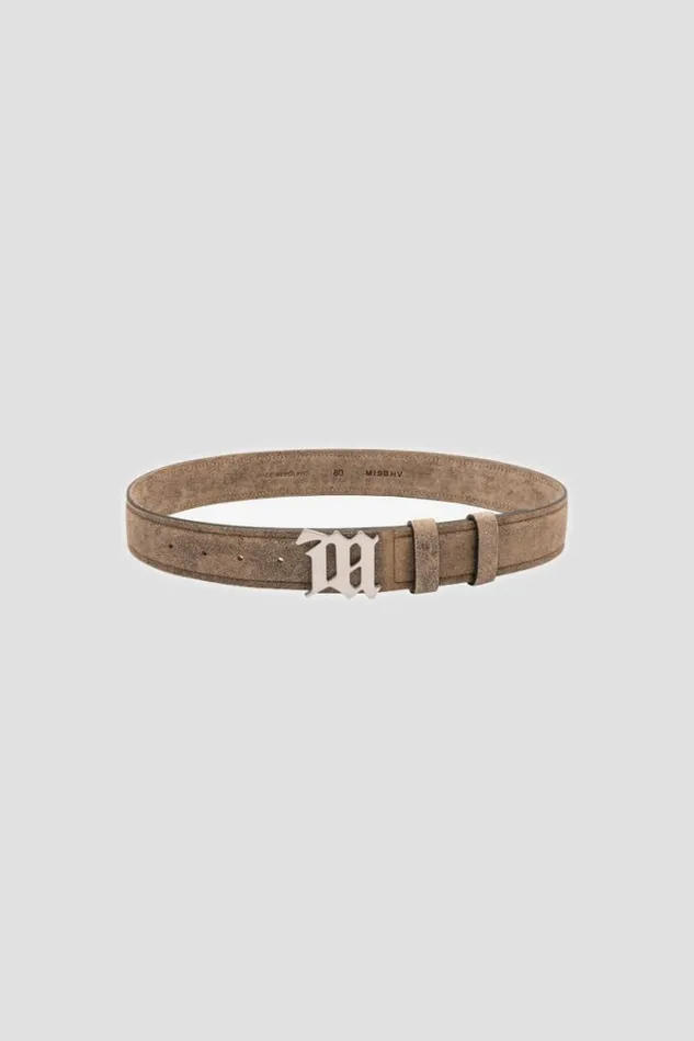 Belts WomenMen MISBHV Cracked Genuine Leather Belt Taupe