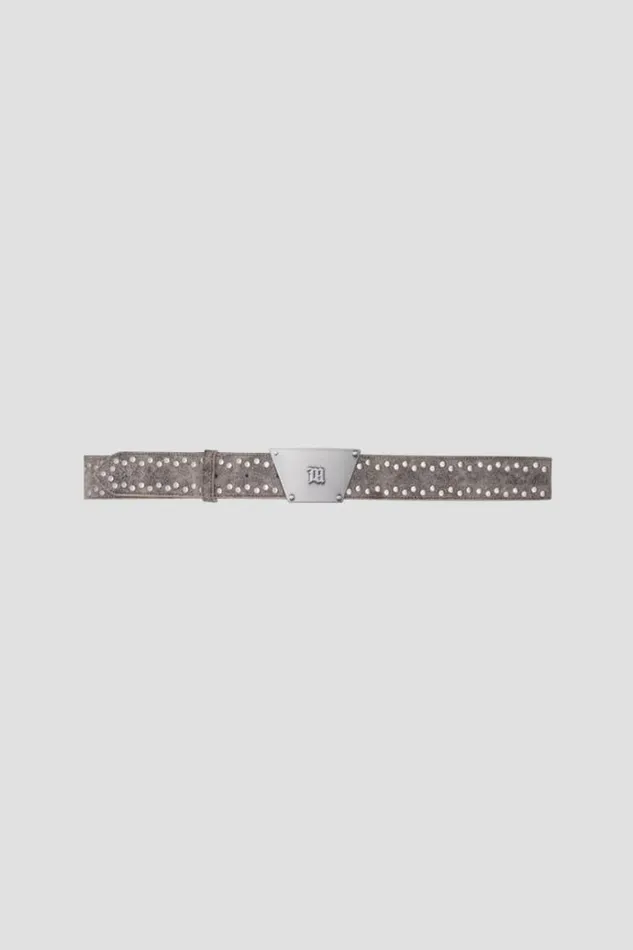 Belts WomenMen MISBHV The 2000 Buckle Belt With Studs Grey