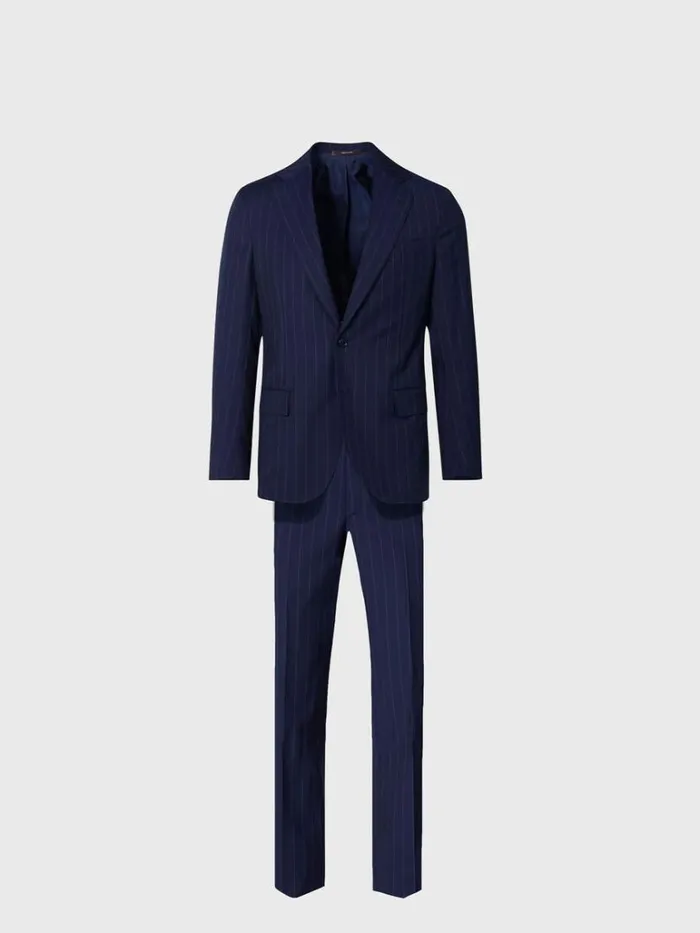 Blazers and Jackets Mens Paul Stuart All Year Wool Stripe Suit Navy