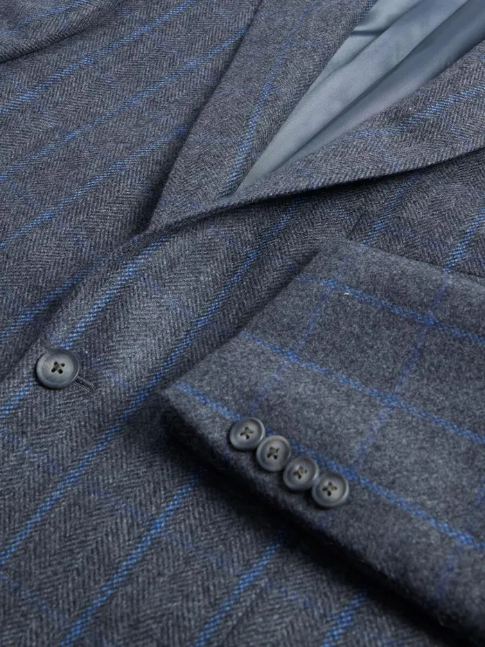 Blazers and Jackets Mens Paul Stuart Cashmere Window Pane Stuart Jacket Greyblue