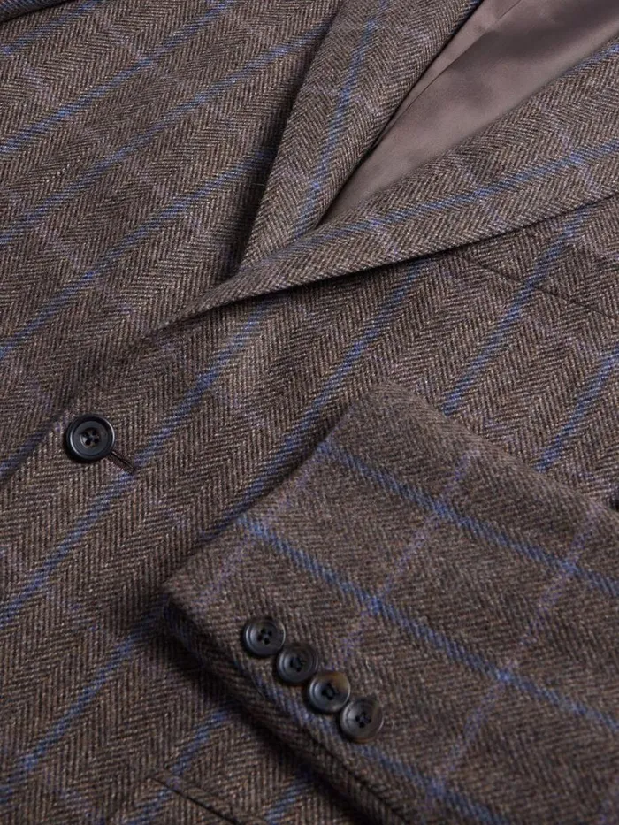 Blazers and Jackets Mens Paul Stuart Cashmere Windowpane Paul Jacket Brownblue