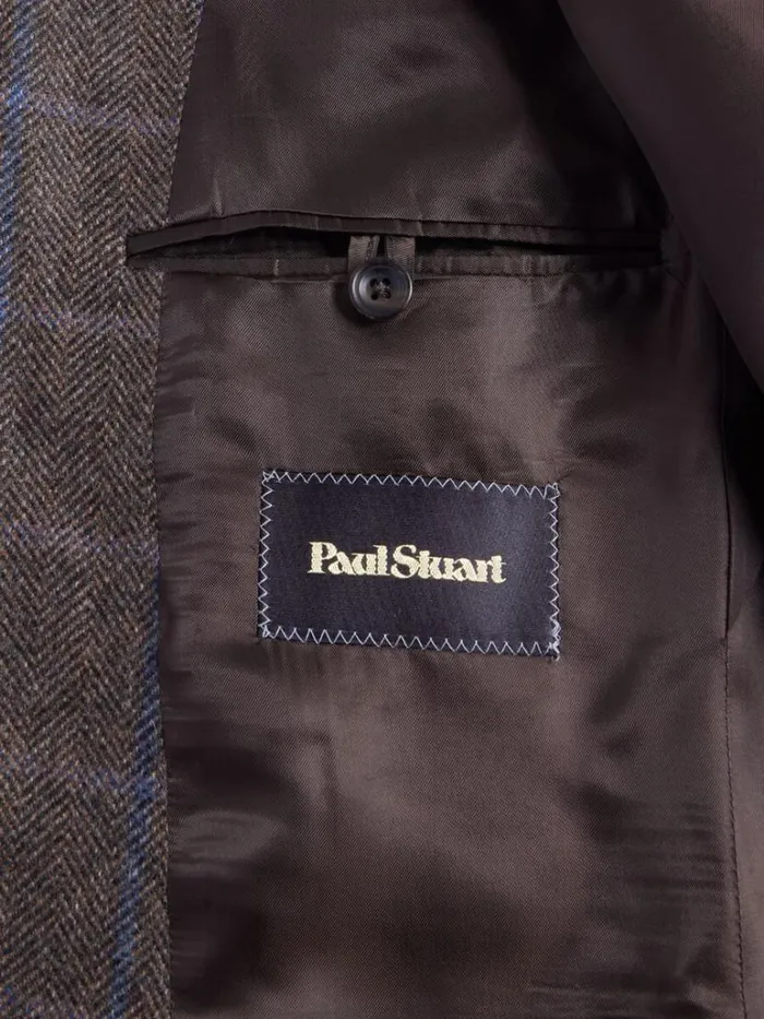 Blazers and Jackets Mens Paul Stuart Cashmere Windowpane Paul Jacket Brownblue