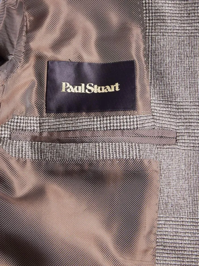 Blazers and Jackets Mens Paul Stuart Glen Plaid Wool Suit Brown