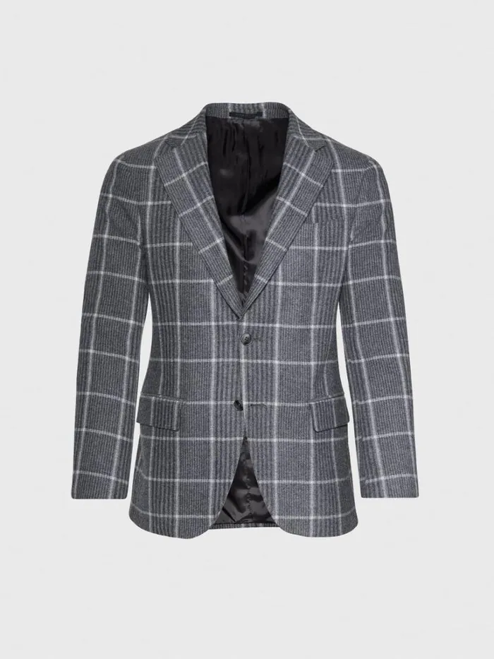 Blazers and Jackets Mens Paul Stuart Grey Plaid Wool Sport Jacket Grey