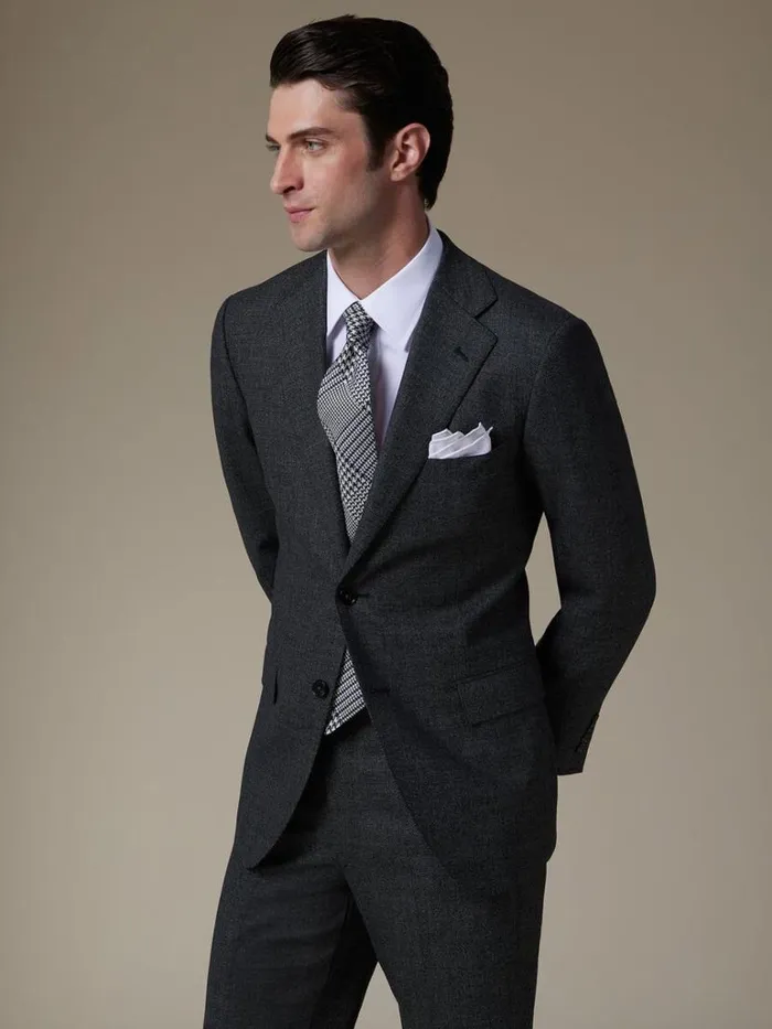 Blazers and Jackets Mens Paul Stuart Heather Nailhead Wool Andrew Suit Charcoal