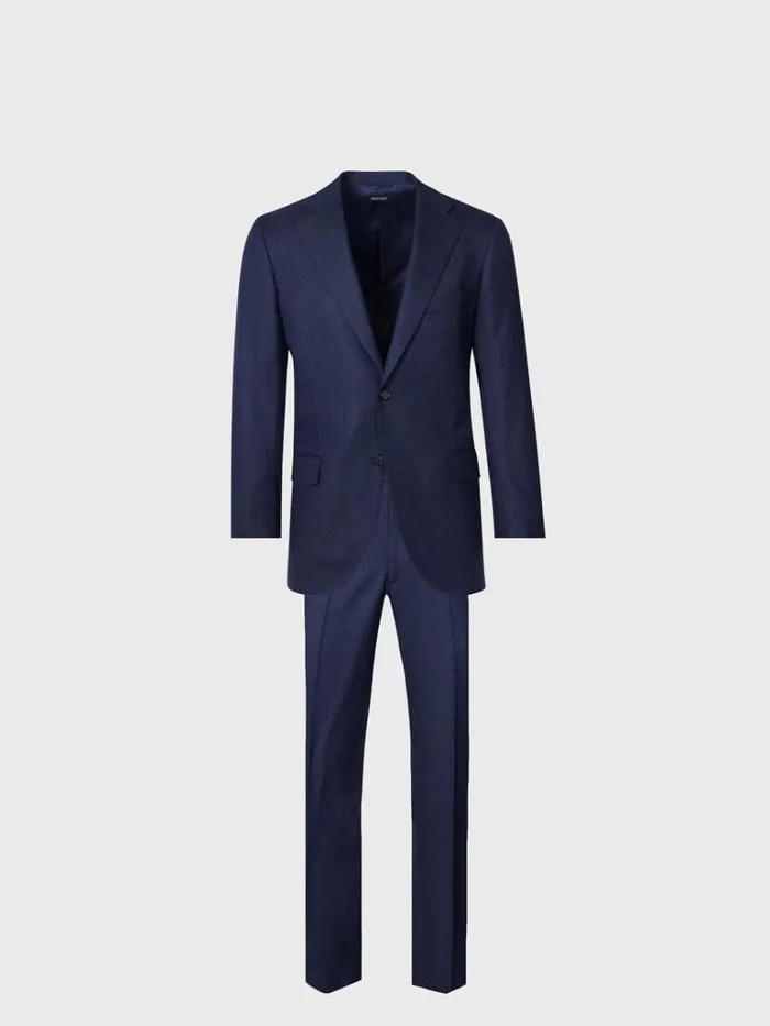 Blazers and Jackets Mens Paul Stuart Heather Textured Wool Suit Navy