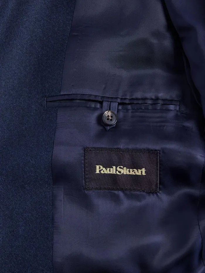 Blazers and Jackets Mens Paul Stuart Heather Textured Wool Suit Navy