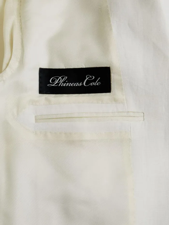 Blazers and Jackets Mens Paul Stuart Linen Double Breasted Dinner Jacket White