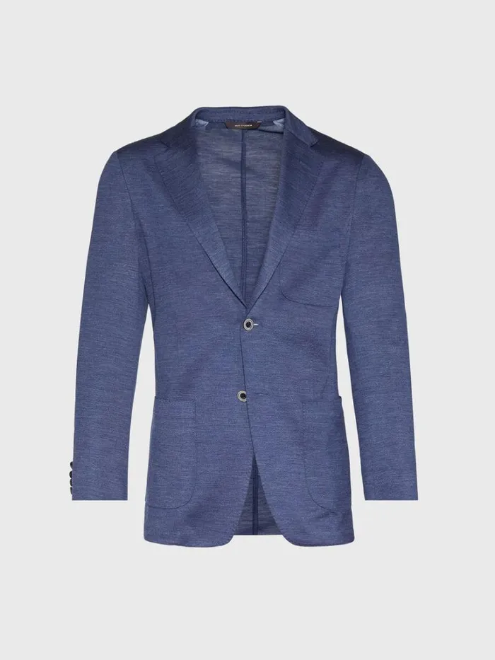Blazers and Jackets Mens Paul Stuart Mid Blue Solid Jersey Knit Jacket With Patch Pocket Mid Blue Blazers and Jackets Mens Paul Stuart Mid Blue Solid Jersey Knit Jacket With Patch Pocket Mid Blue
