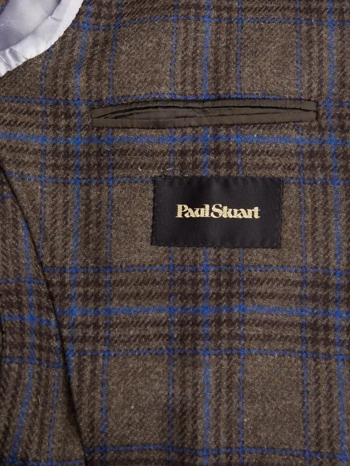 Blazers and Jackets Mens Paul Stuart Plaid Wool Soft Constructed Jacket Light Bluemink