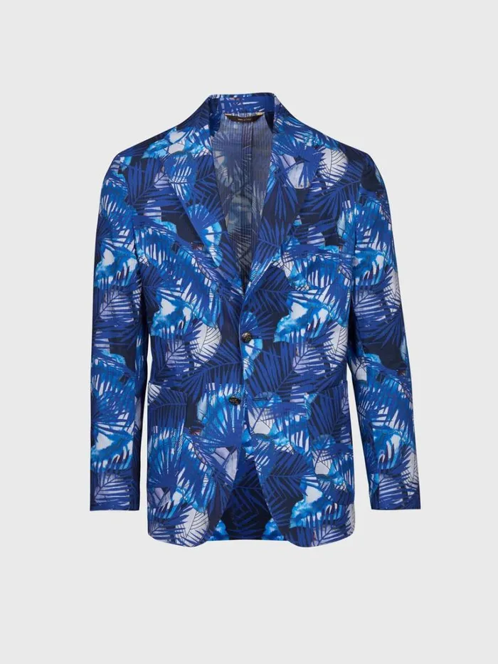 Blazers and Jackets Mens Paul Stuart Printed Cotton Jacket Blue