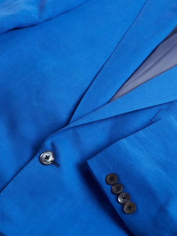 Blazers and Jackets Mens Paul Stuart Silk and Linen Summer Sport Jacket Royal Blue