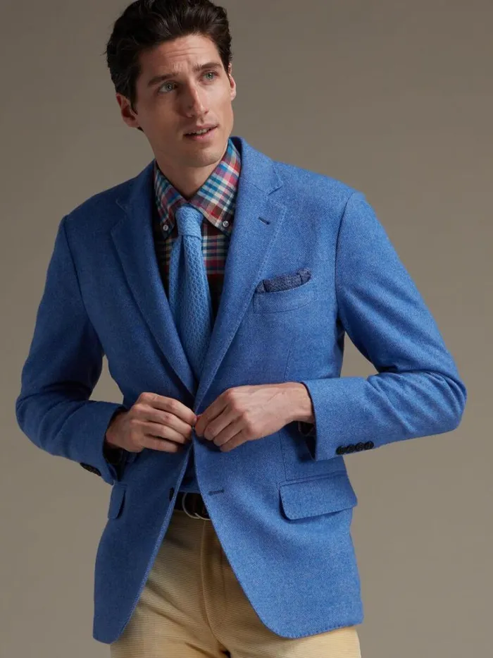Blazers and Jackets Mens Paul Stuart Solid Wool Soft Constructed Jacket Light Blue