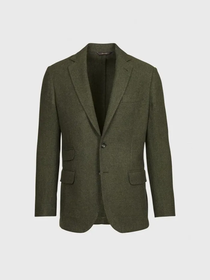 Blazers and Jackets Mens Paul Stuart Solid Wool Soft Constructed Jacket Olive