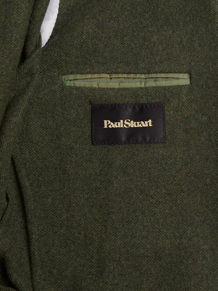 Blazers and Jackets Mens Paul Stuart Solid Wool Soft Constructed Jacket Olive