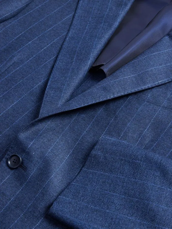 Blazers and Jackets Mens Paul Stuart Super 120s Wool Stripe Suit Blue